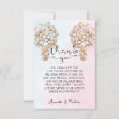 Roze Blauw Goud Teddy Bear Geslacht Onthullen Bedankkaart (Voorkant)