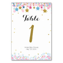 Roze Blauw Goud twinkle Tafelnummer