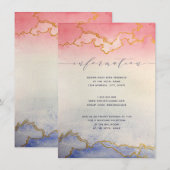 Roze Blauw Goud Waterverf Wash | Informatie Kaart (Voorkant / Achterkant)