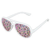 Roze, Blauw, & Gouden Faux Sparkly Verf Splatter Aviator Zonnebril (Gekanteld)