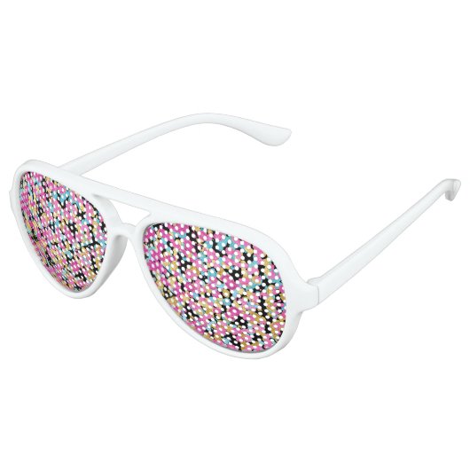 Roze, Blauw, & Gouden Faux Sparkly Verf Splatter Aviator Zonnebril (Gekanteld)