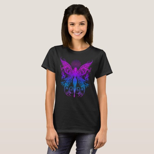 Roze Blauw Gradient Enchanted Fairy Fairycore T-shirt (Voorkant volledig)