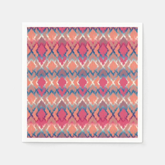 Roze Blauw Gradient Geo Tribal Ikat Diamond Patter Servetten (Voorkant)