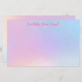 Roze, blauw, gradiënt, pastel, vrouwelijk, girly,  briefpapier (Voorkant / Achterkant)
