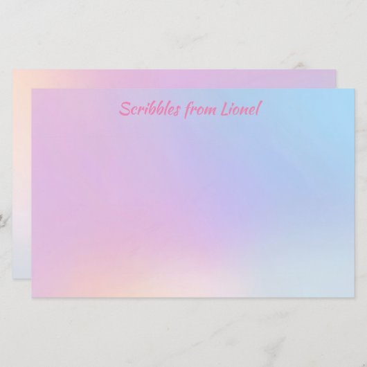 Roze, blauw, gradiënt, pastel, vrouwelijk, girly,  briefpapier (Voorkant / Achterkant)