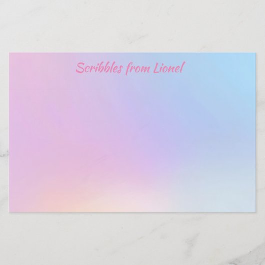 Roze, blauw, gradiënt, pastel, vrouwelijk, girly,  briefpapier (Voorkant)