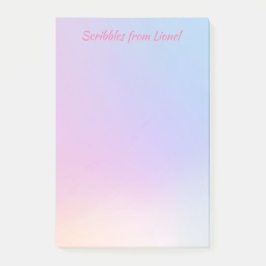 Roze, blauw, gradiënt, pastel, vrouwelijk, girly,  post-it® notes (Voorkant)