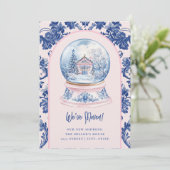 Roze & Blauw Grandmillenial Adreswijziging Kaart (Staand voorkant)