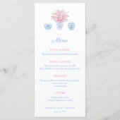 Roze Blauw Grandmillenial Bruiloft Douche Luncheon Menu (Voorkant)