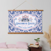 Roze & Blauw Grandmillennial Gingerbread Bakery Hangend Wandkleed (Slaapkamer)