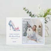 Roze & Blauw Grandmillennial High Heel Kerstmis Kaart (Staand voorkant)