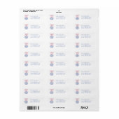 Roze & Blauw Grandmillennial Kerst Ornament Etiket (Full Sheet)