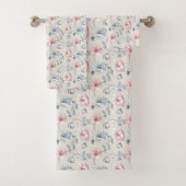 Roze Blauw Grijs Gedempte Pastel Bloemen Shabby Ch Bad Handdoek (Insitu)