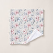 Roze Blauw Grijs Gedempte Pastel Bloemen Shabby Ch Bad Handdoek (Wasdoekje)
