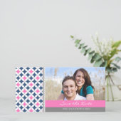 Roze Blauw Grijs Save the Date Wedding Photo Cards (Staand voorkant)