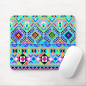 Roze Blauw Groen Aztec Tribal Muismat (Met muis)