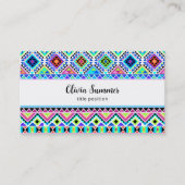 Roze Blauw Groen Aztec Tribal Visitekaartje (Voorkant)