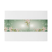 Roze-Blauw-Groen Bloemen Sparkles Trouwsets Uitnodigingen Wikkel (Achterkant Voorbeeld)