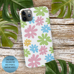 Roze Blauw Groen Geel Oranje Bloem Kunst Patroon iPhone 16 Pro Max Hoesje
