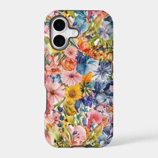Roze Blauw Groen Geel Sinaasappel Bloem Art Patroo