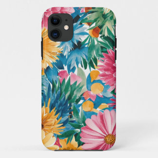 Roze Blauw Groen Geel Sinaasappel Bloem Art Patroo Case-Mate iPhone Case