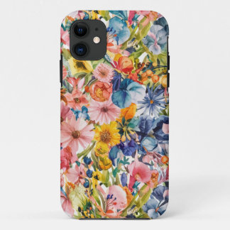 Roze Blauw Groen Geel Sinaasappel Bloem Art Patroo Case-Mate iPhone Case