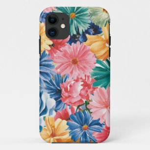 Roze Blauw Groen Geel Sinaasappel Bloem Art Patroo Case-Mate iPhone Case
