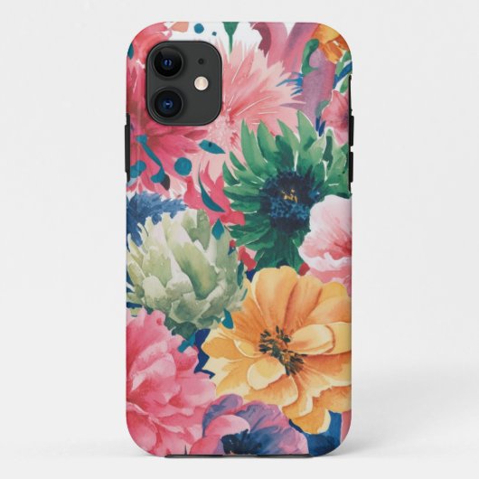 Roze Blauw Groen Geel Sinaasappel Bloem Art Patroo Case-Mate iPhone Case (Achterkant)