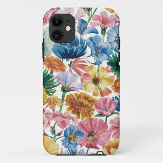 Roze Blauw Groen Geel Sinaasappel Bloem Art Patroo Case-Mate iPhone Case