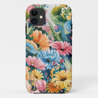 Roze Blauw Groen Geel Sinaasappel Bloem Art Patroo Case-Mate iPhone Case