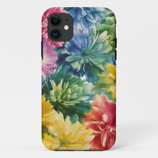 Roze Blauw Groen Geel Sinaasappel Bloem Art Patroo Case-Mate iPhone Case (Achterkant)