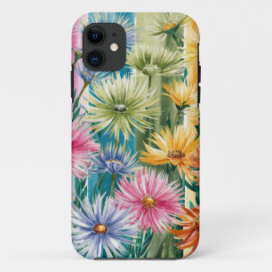 Roze Blauw Groen Geel Sinaasappel Bloem Art Patroo Case-Mate iPhone Case