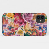 Roze Blauw Groen Geel Sinaasappel Bloem Art Patroo Case-Mate iPhone Case (Achterkant (horizontaal))