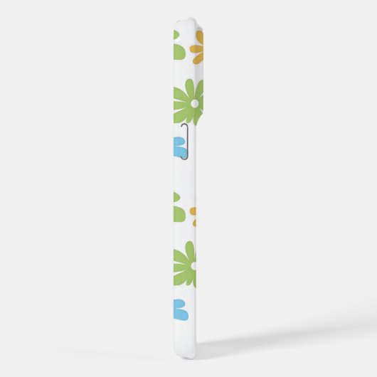 Roze Blauw Groen Geel Sinaasappel Bloem Art Patroo iPhone Hoesje (Rechterkant)