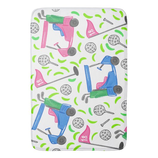 Roze Blauw Groen Golf Badmat (Voorkant Verticaal)