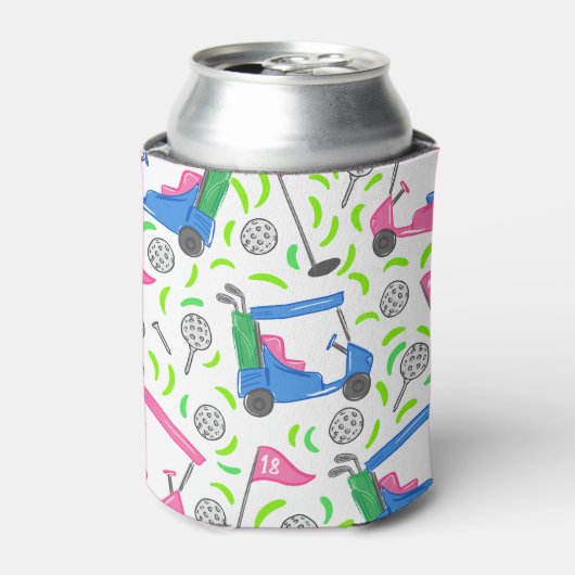 Roze Blauw Groen Golf Blikjeskoeler (Blikje Voorkant)