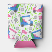 Roze Blauw Groen Golf Blikjeskoeler (Voorkant)