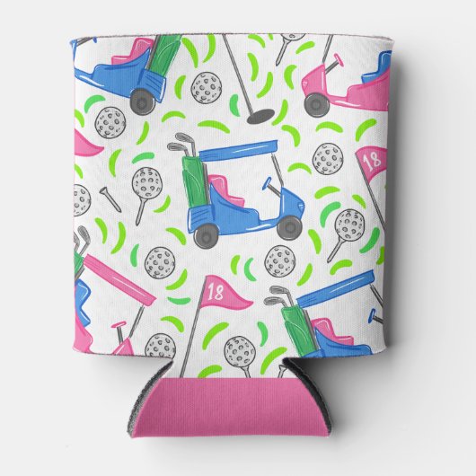 Roze Blauw Groen Golf Blikjeskoeler (Voorkant)
