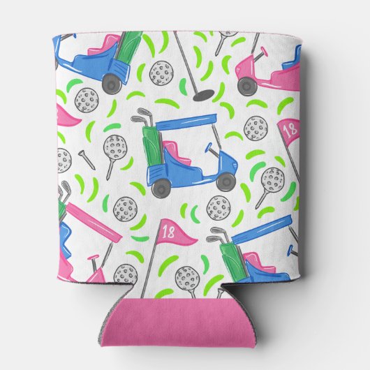 Roze Blauw Groen Golf Blikjeskoeler (Achterkant)