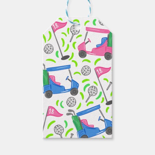 Roze Blauw Groen Golf Cadeaulabel (Voorkant)