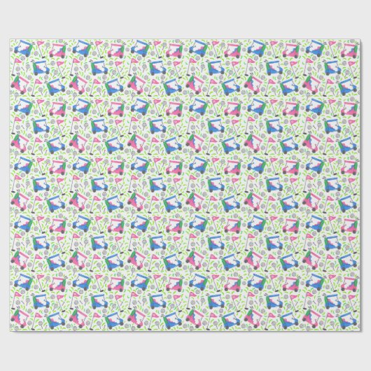 Roze Blauw Groen Golf Cadeaupapier (Vlak)
