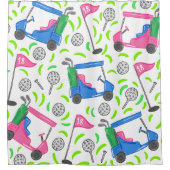 Roze Blauw Groen Golf Douchegordijn (Voorkant)