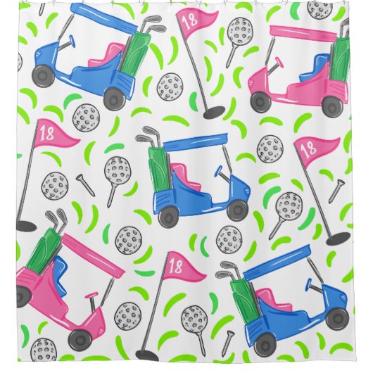 Roze Blauw Groen Golf Douchegordijn (Voorkant)