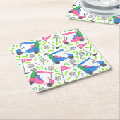 Roze Blauw Groen Golf Preppy Kartonnen Onderzetters (Schuin)