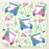 Roze Blauw Groen Golf Preppy Kartonnen Onderzetters (Voorkant)
