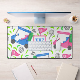 Roze Blauw Groen Golf Preppy Monogram Initiaal Bureaumat
