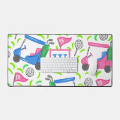 Roze Blauw Groen Golf Preppy Monogram Initiaal Bureaumat (Keyboard & Muis)