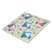 Roze Blauw Groen Golf Tegeltje (Zijkant)