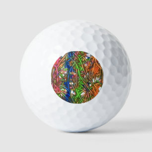 Roze, Blauw, Groen, Oranje, Marmer Kunstwerk Golfballen