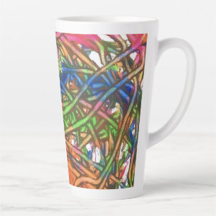 Roze, Blauw, Groen, Oranje, Marmer Kunstwerk Latte Mok